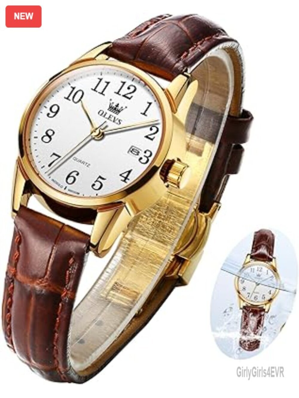 Elegant Chronograph Watch with Brown Leather Band